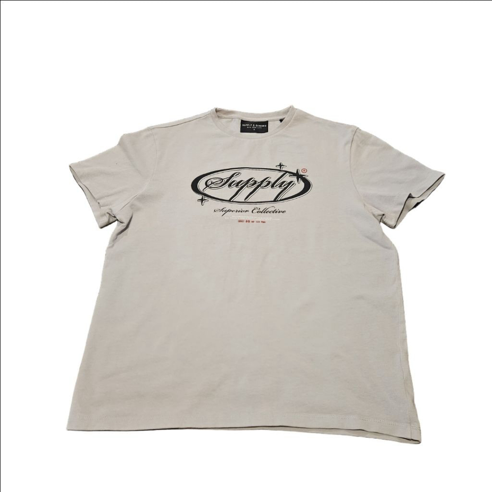 Men's Supply & Demand Short Sleeve Tee M Light Gray with Black & White Graphic